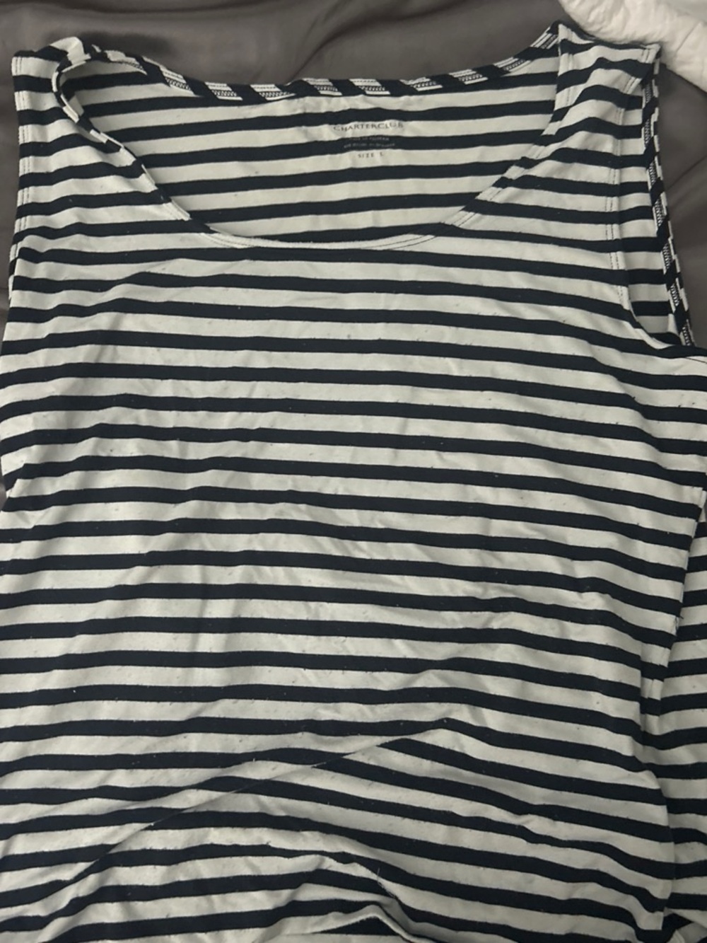 Charter Club Black & White Striped Sleeveless Tank